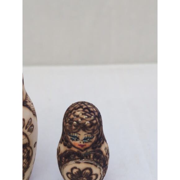 Rare Russian Nesting Dolls, Gold , Wooden, Lady Face - Picture 7 of 9